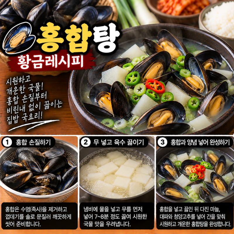 홍합탕 황금레시피｜홍합 손질부터 비린내 없이 시원하고 맑게 끓이는 법