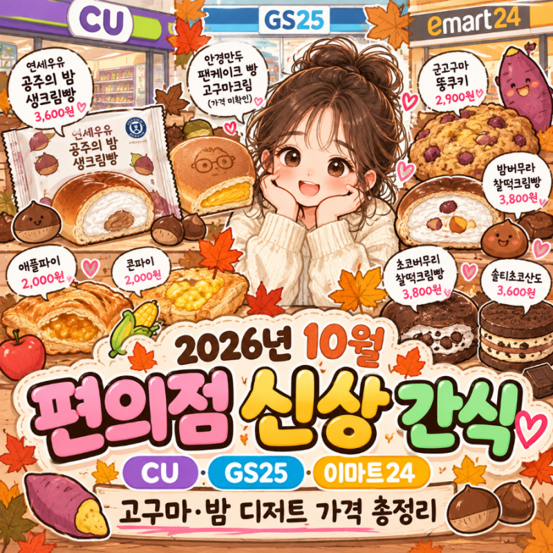 2026년 10월 편의점 신상 간식 추천｜CU·GS25·이마트24 고구마·밤 디저트 가격 총정리