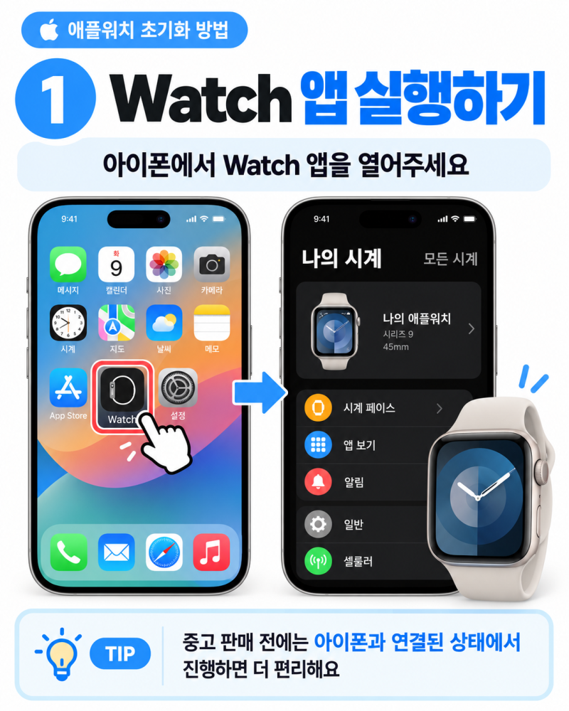 애플워치 초기화하는 방법