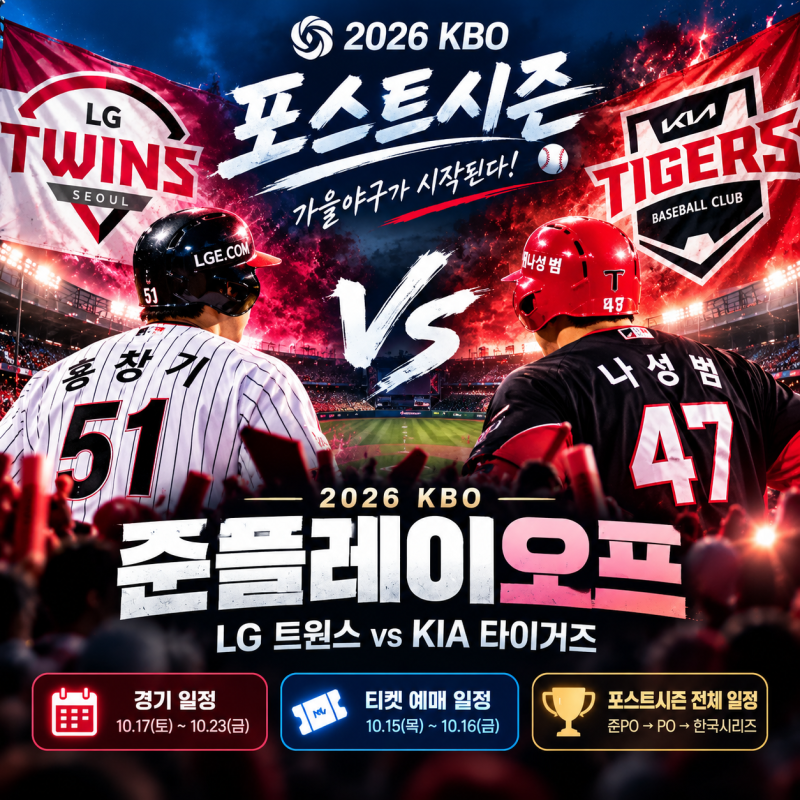 [2026 KBO 포스트시즌] LG KIA 준플레이오프 일정·티켓 예매 시간 총정리
