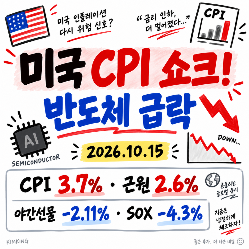 미국 CPI 3.7% 쇼크｜반도체 급락 이유와 10월 15일 코스피 전망