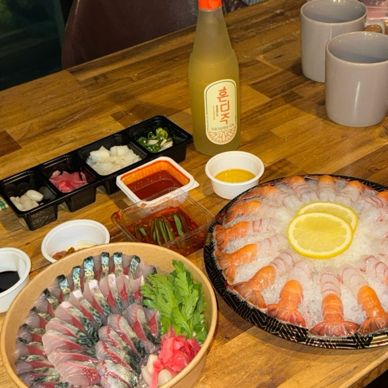 제주함덕맛집 함덕해수욕장 횟집 추천, 여기고씨네 고등어회 딱새우회 포장 찐후기