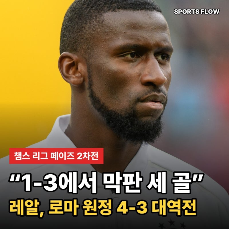 "1-3에서 막판 세 골" 레알 로마 챔스 4-3 역전, 음바페 100경기 골
