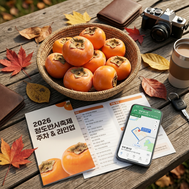 2026 <b>청도반시축제</b> 가수 라인업 시간표와 임시주차장 무료 셔틀 총정....