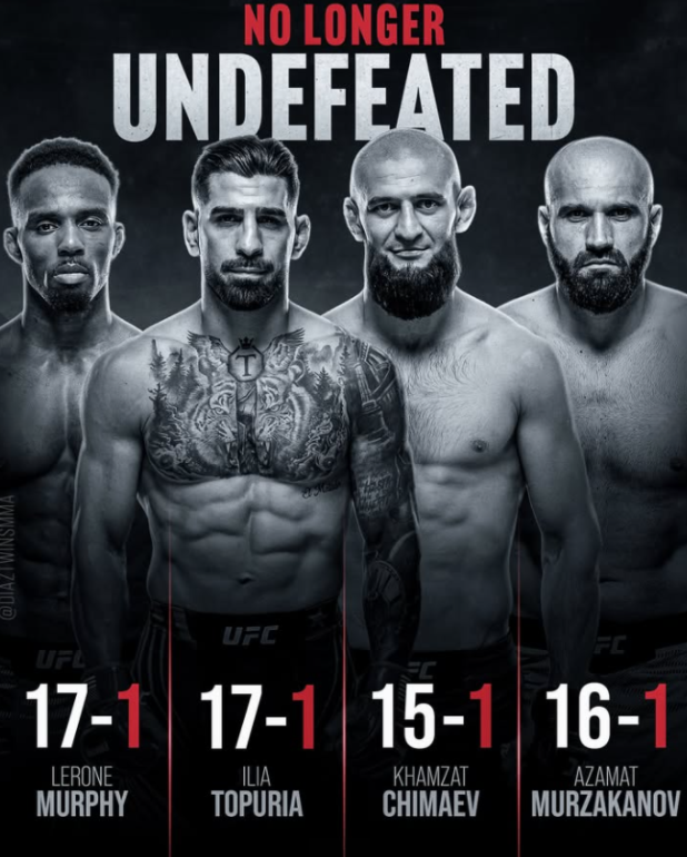 [UFC] 무패 파이터들의 수난시대, 토푸리아, 치마예프 등 첫 패배 기록.