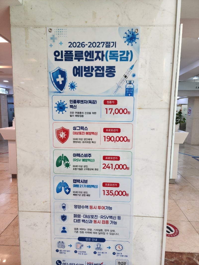 부산 독감주사 한국건강관리협회 건강증진의원 부산동래 후기