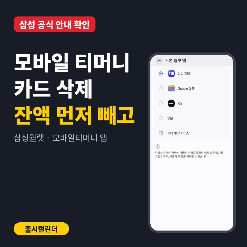 모바일 티머니 카드 삭제, 잔액 먼저 빼고 지워야 해요 (삼성월렛·티머니 앱 위치)
