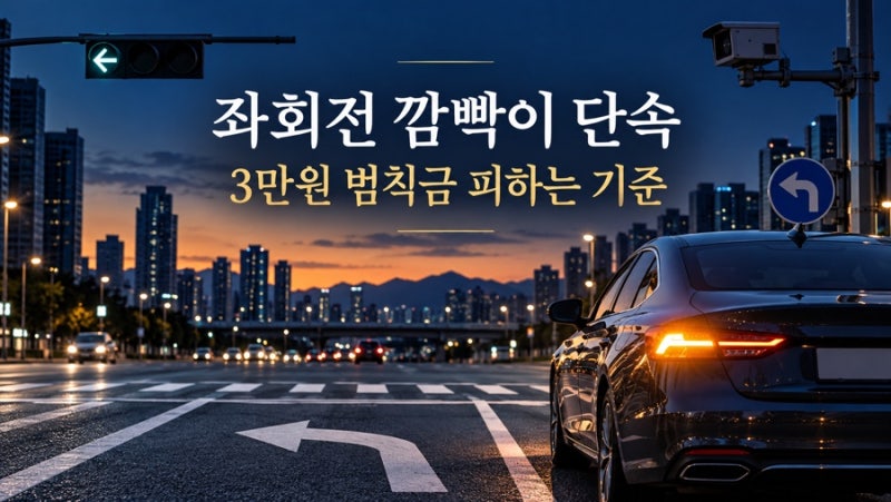 좌회전 깜빡이 단속 과태료 폭탄? 3만원짜리 범칙금 피하는 방향지시등 작동 기준 총정리