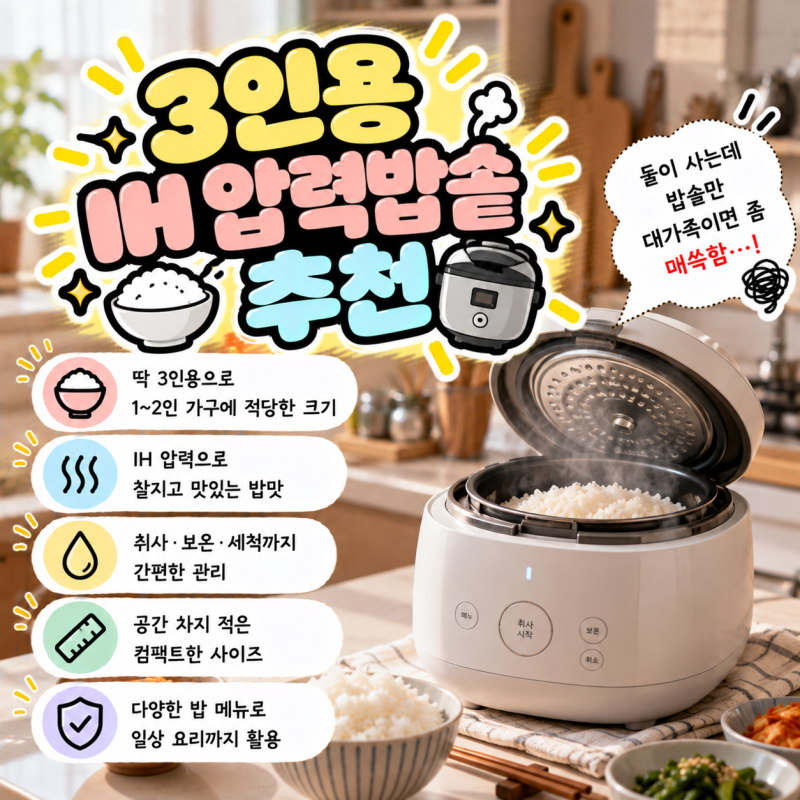 3인용 IH 압력밥솥 추천, 둘이 사는데 밥솥만 대가족이면 좀 머쓱함