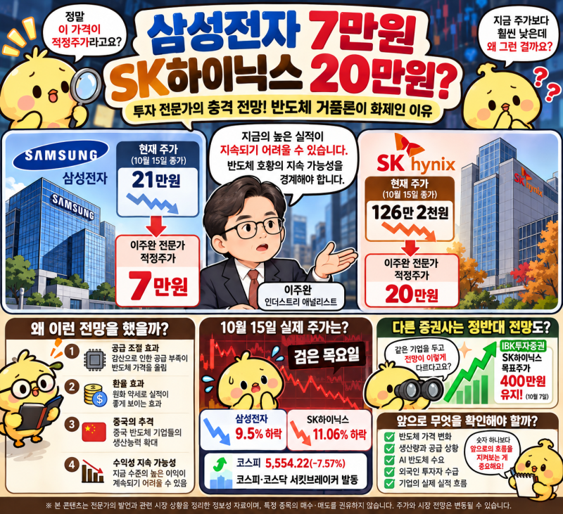 삼성전자 7만원·SK하이닉스 20만원? 이주완 전문가의 충격 전망, 반도체 거품론이 화제인 이....