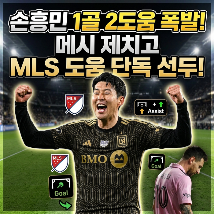 손흥민 1골 2도움 폭발! 메시 제치고 MLS 도움 단독 선두까지 올랐다