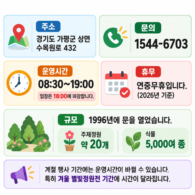가을 단풍 명소 아침고요수목원 입장료·주차·동선 총정리
