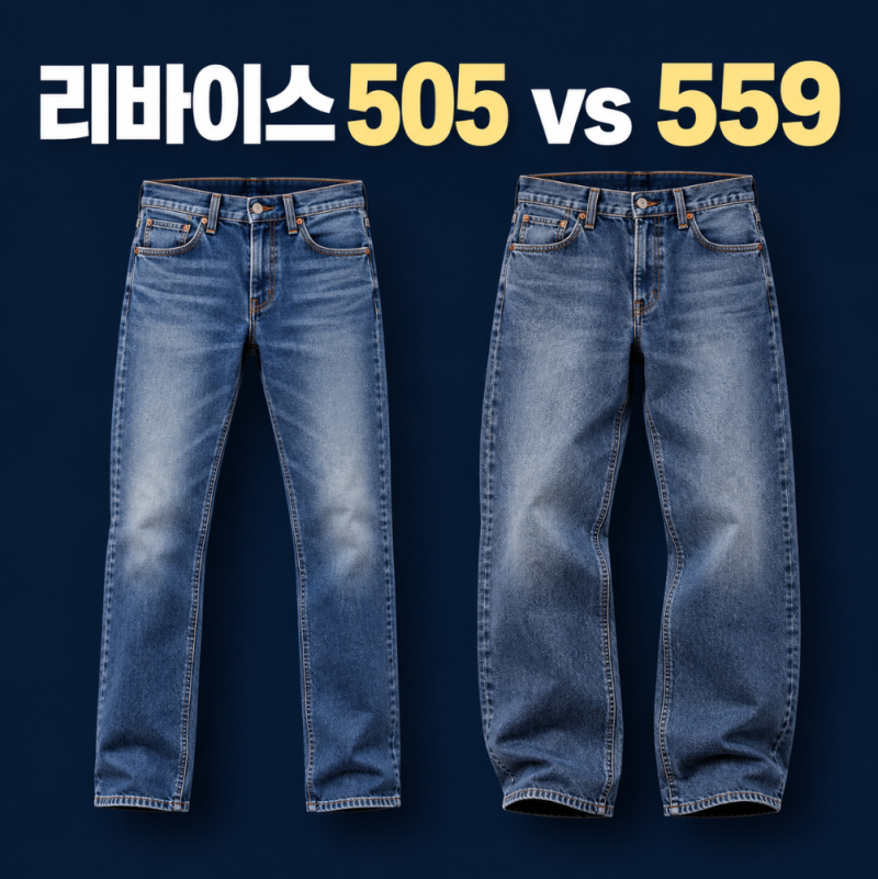 리바이스 505 559 차이｜허벅지 두꺼우면 어떤 핏? 밑위·통·사이즈 비교