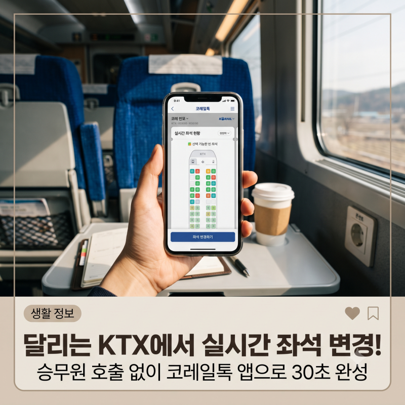 달리는 KTX에서 실시간 좌석 변경하는 법: 코레일톡 30초 무료 자리 이동 꿀팁