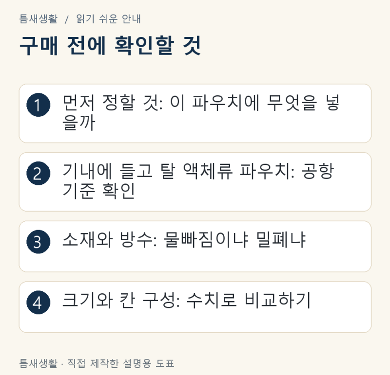 기내 액체류 지퍼백과 여행용 파우치, 무엇이 다를까?