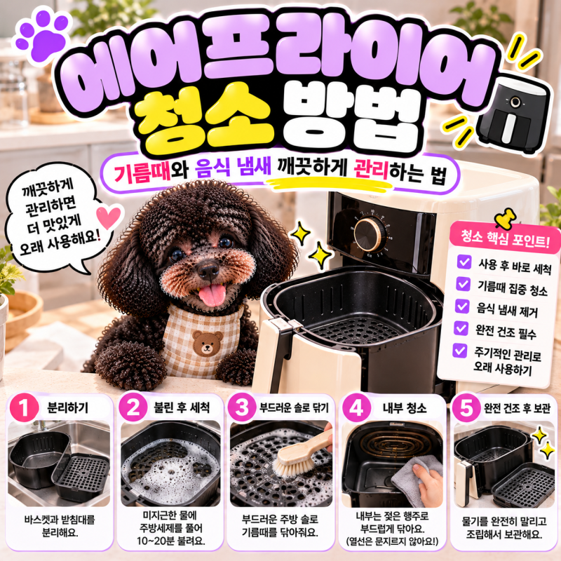 에어프라이어 청소 방법｜기름때와 음식 냄새 깨끗하게 관리하는 법