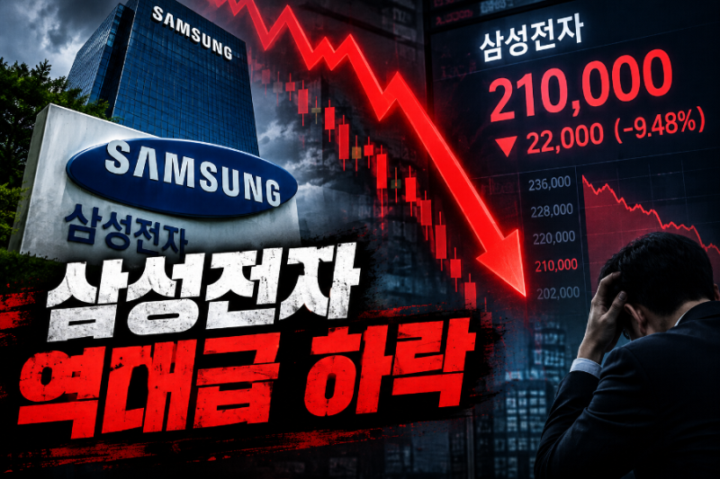 삼성전자 주가 9.48% 급락…“10만원까지 떨어져라” 직원 성과급 논란