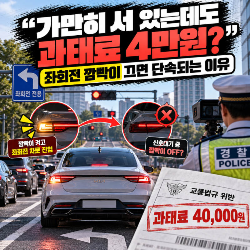 "가만히 서 있는데도 과태료 4만원?" 좌회전 깜빡이 끄면 단속되는 이유