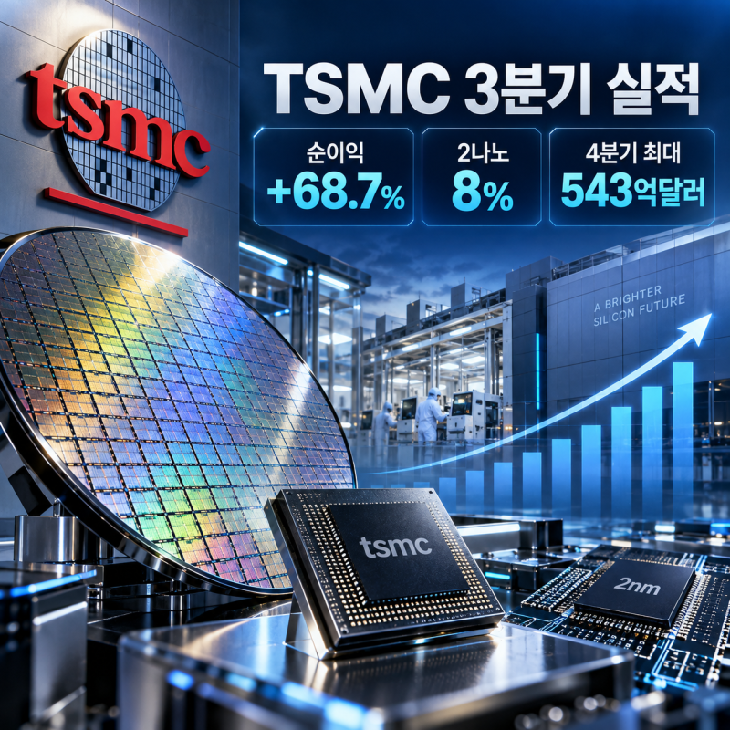 TSMC 3분기 순이익 69% 급증…2나노 매출 비중 8%, 4분기 최대 543억 달러 전망