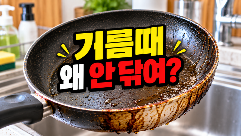 후라이팬 기름때 제거｜끈적한 기름때 쉽게 닦는 방법