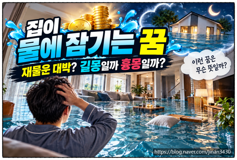 집이 물에 잠기는 꿈 해몽,재물운이 들어오는 길몽일까? 상황별12가지 의미