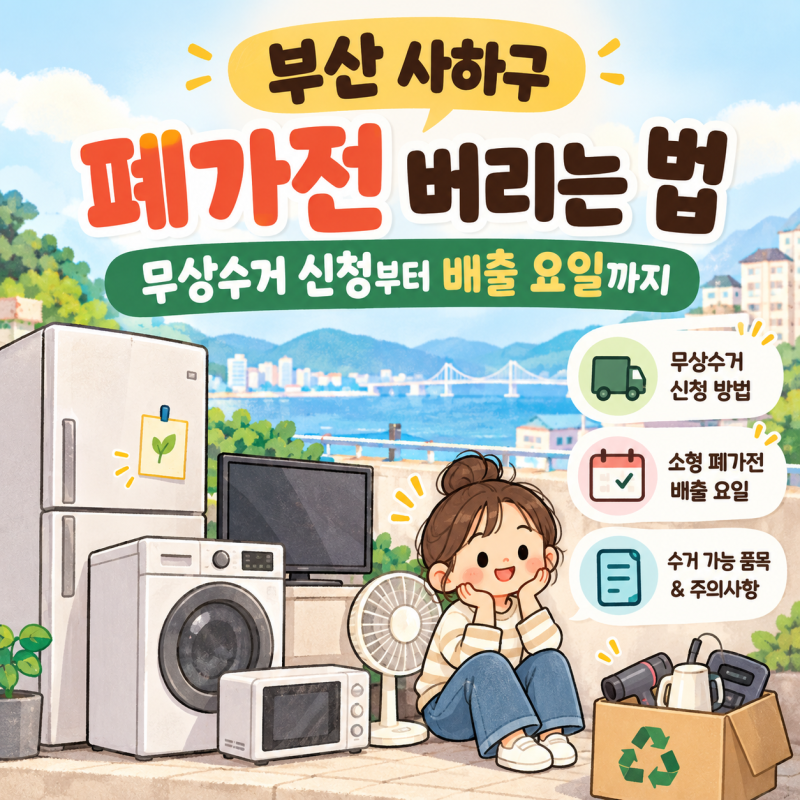 부산 사하구 폐가전 버리는 법｜무상수거 신청과 배출 요일 정리
