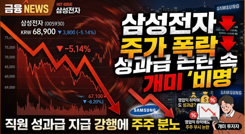 "제발 10만원까지 하락!!" 삼성전자 주가 폭락에 일부 직원 웃고 주주들 분통 터진 이