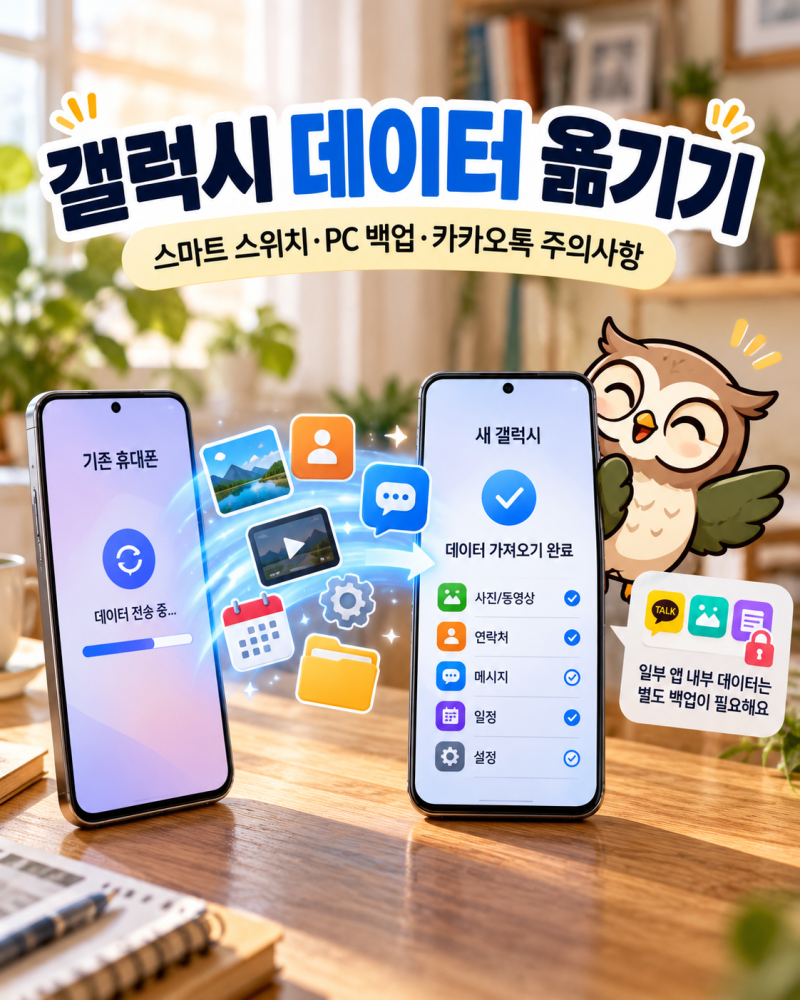 2026 갤럭시 스마트 스위치 데이터 옮기기, PC 백업·복원과 카카오톡 사진 누락 주의사항