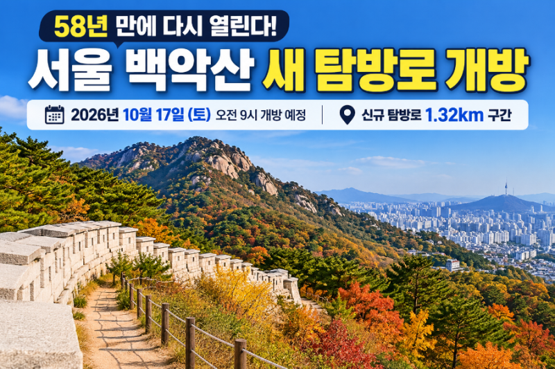 서울 백악산 58년 만에 새 탐방로 개방｜10월 17일 1.32km 코스·가는 길·예약 여부