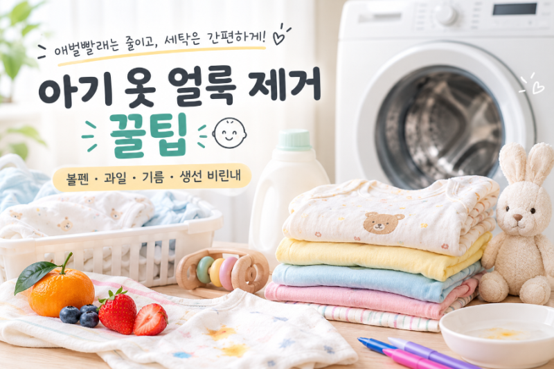 아기 옷 얼룩 제거, 애벌빨래 없이 세탁기로 지우는 방법 4가지