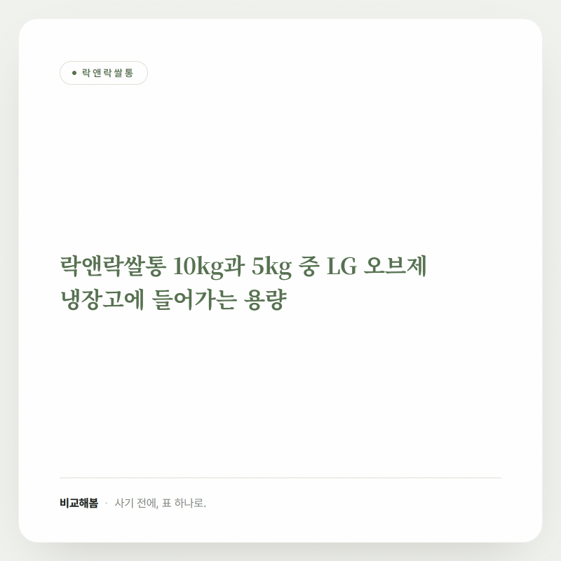 락앤락쌀통 10kg과 5kg 중 LG 오브제 냉장고에 들어가는 용량