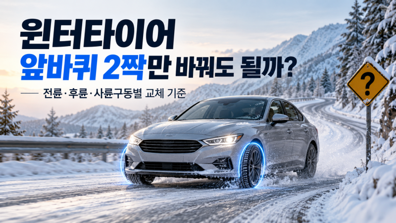 윈터타이어 앞바퀴 2짝만 바꿔도 될까? 전륜·후륜별 위험과 4짝 교체 기준
