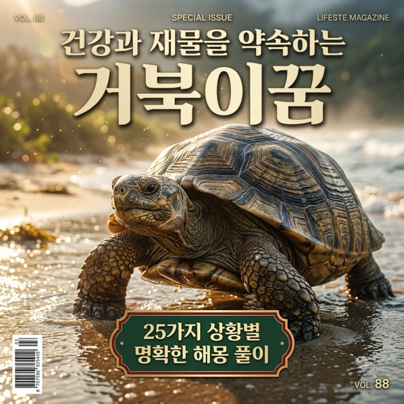 건강과 변치 않는 재물을 약속하는 거북이꿈, 25가지 상황별 해몽 풀이
