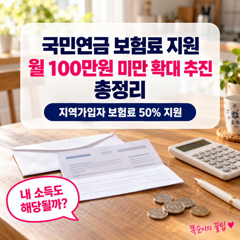 국민연금 보험료 지원 월 100만원 미만 확대 추진, 지역가입자 50% 지원 조건·신청 방법과 2027 ....