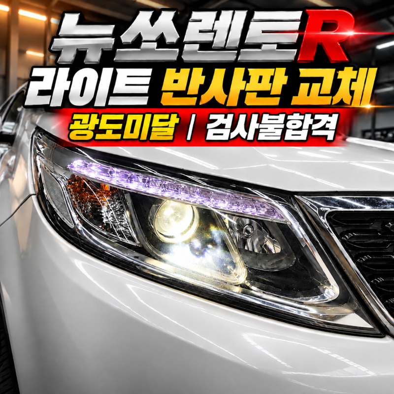 뉴쏘렌토R 헤드라이트 반사판 교체｜광도미달 자동차검사 불합격 해결! 라이트 밝기 복원