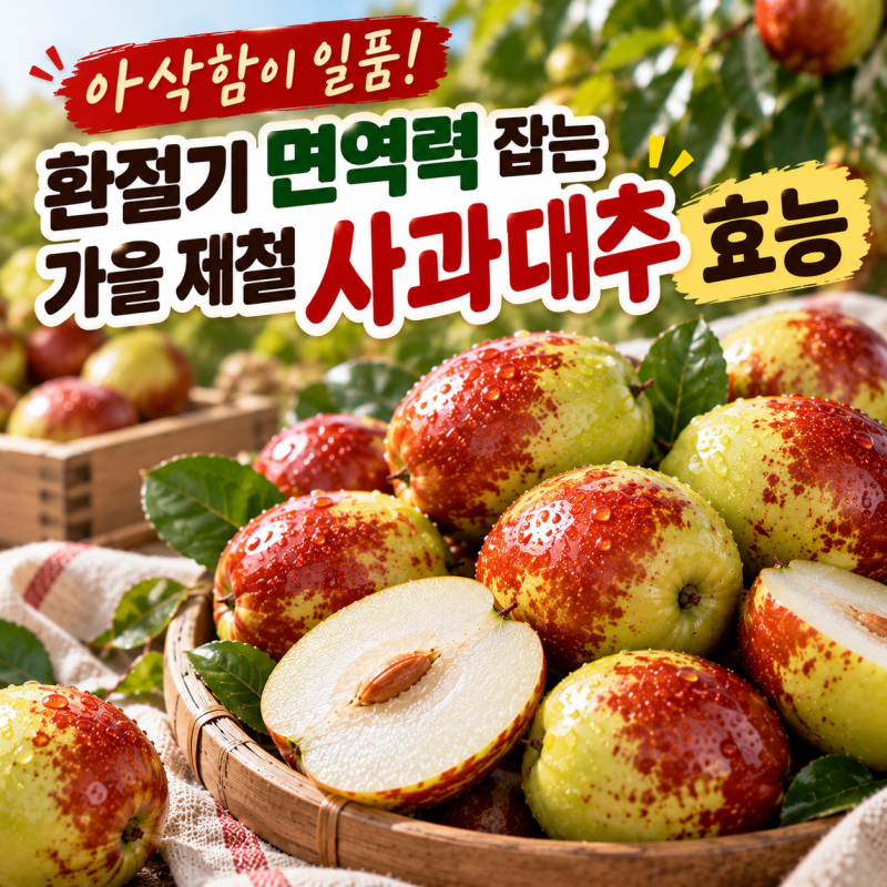 아삭함이 일품! 환절기 면역력 잡는 가을 제철 사과대추 효능