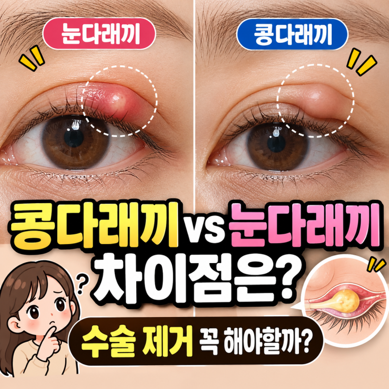 콩다래끼 눈다래끼 차이, 수술 제거 꼭 해야할까?