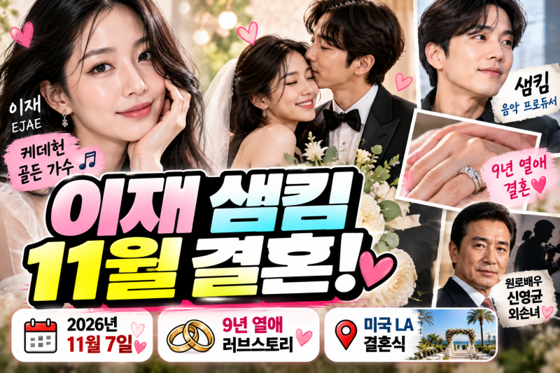 이재 샘킴 11월 결혼! 9년 열애 예비신랑 누구? 케데헌 골든 가수 신영균 외손녀