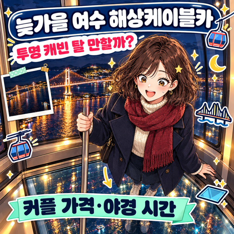 "투명 캐빈 탔다가 다리 풀렸다" 늦가을 커플 여수 해상케이블카 가격·야경 시간