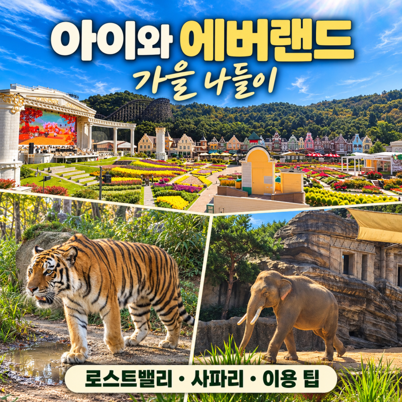 에버랜드 아이와 가을 나들이｜로스트밸리 도보 관람·사파리·키 제한·주차 팁