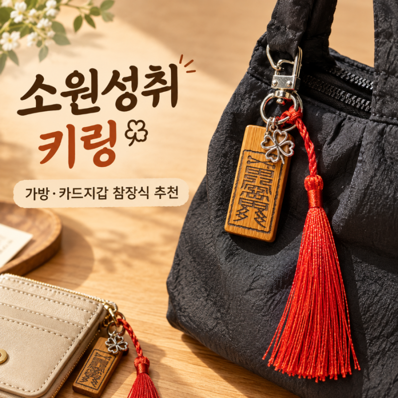 우드앤롤 소원성취 키링 후기, 가방과 카드지갑에 달기 좋은 원목 참장식