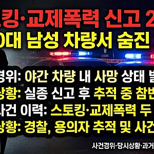 스토킹·교제폭력 신고 두 차례 접수됐던 50대 여성, 60대 남성 차량서 숨진 채 발견(+사건경위....