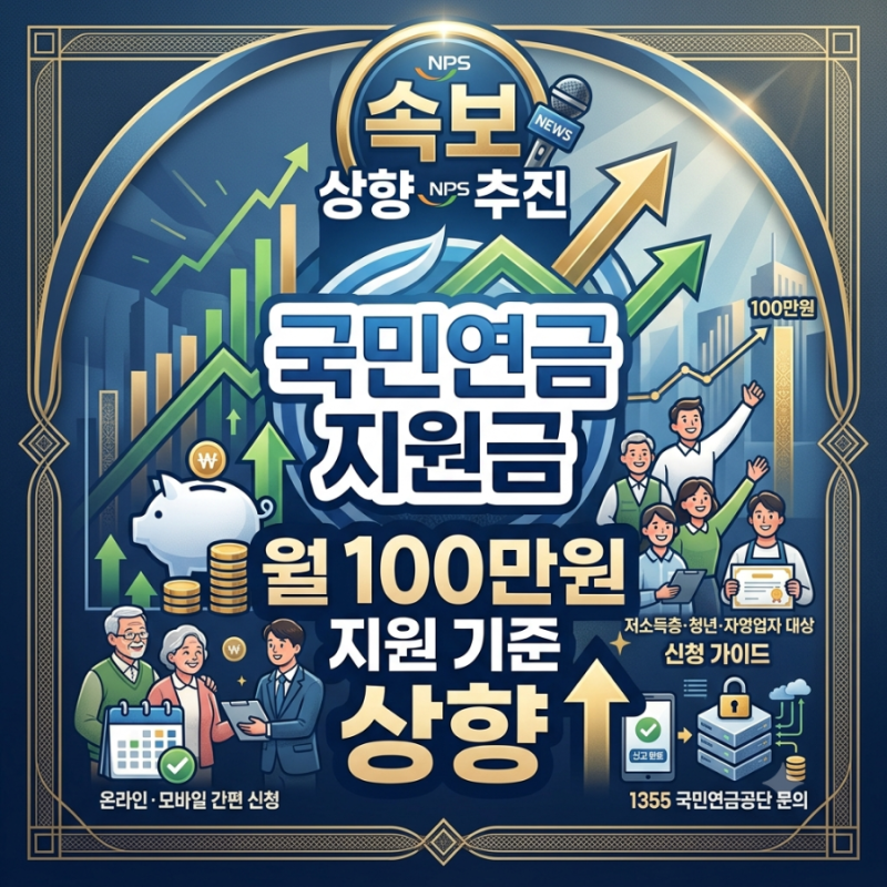 국민연금 지원금 월 100만 원 상향! 대상자 조건·신청 방법 총정리