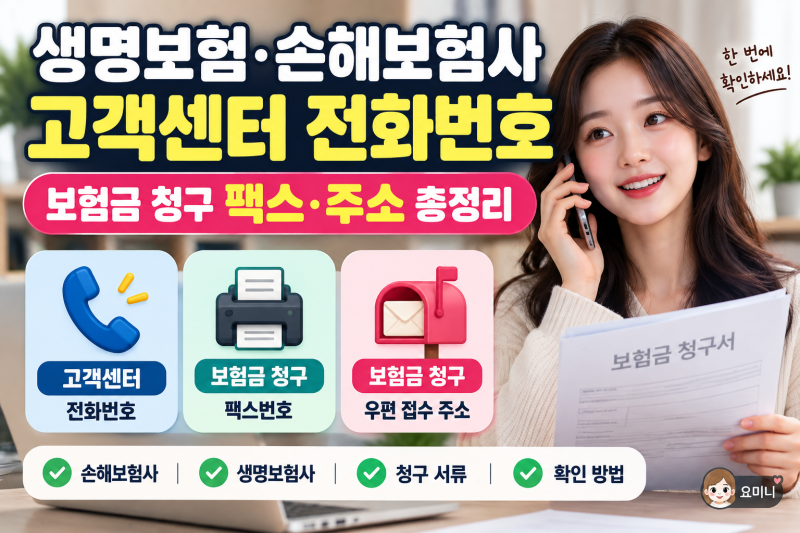생명보험·손해보험사 고객센터 전화번호 및 보험금 청구 팩스·주소 총정리