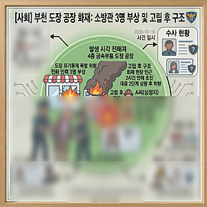 [사건사고] '부천 금속부품 공장 화재' 소방관 3명 부상…고립후 구조된 1명은 심정지