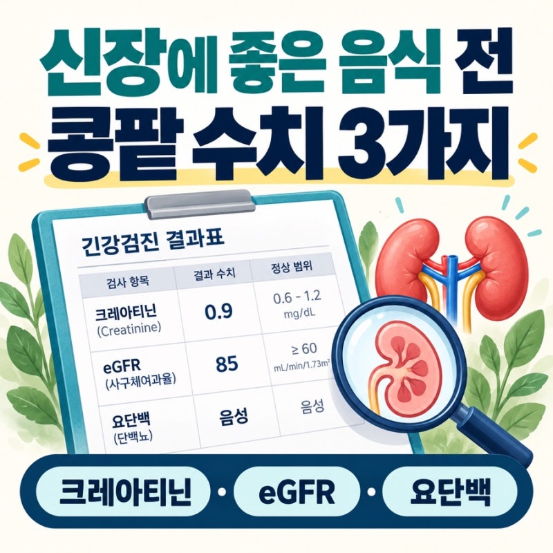 [건강레터]신장에 좋은 음식 찾기 전, 건강검진표에서 꼭 볼 콩팥 수치 3가지 크레아티닌은 ....