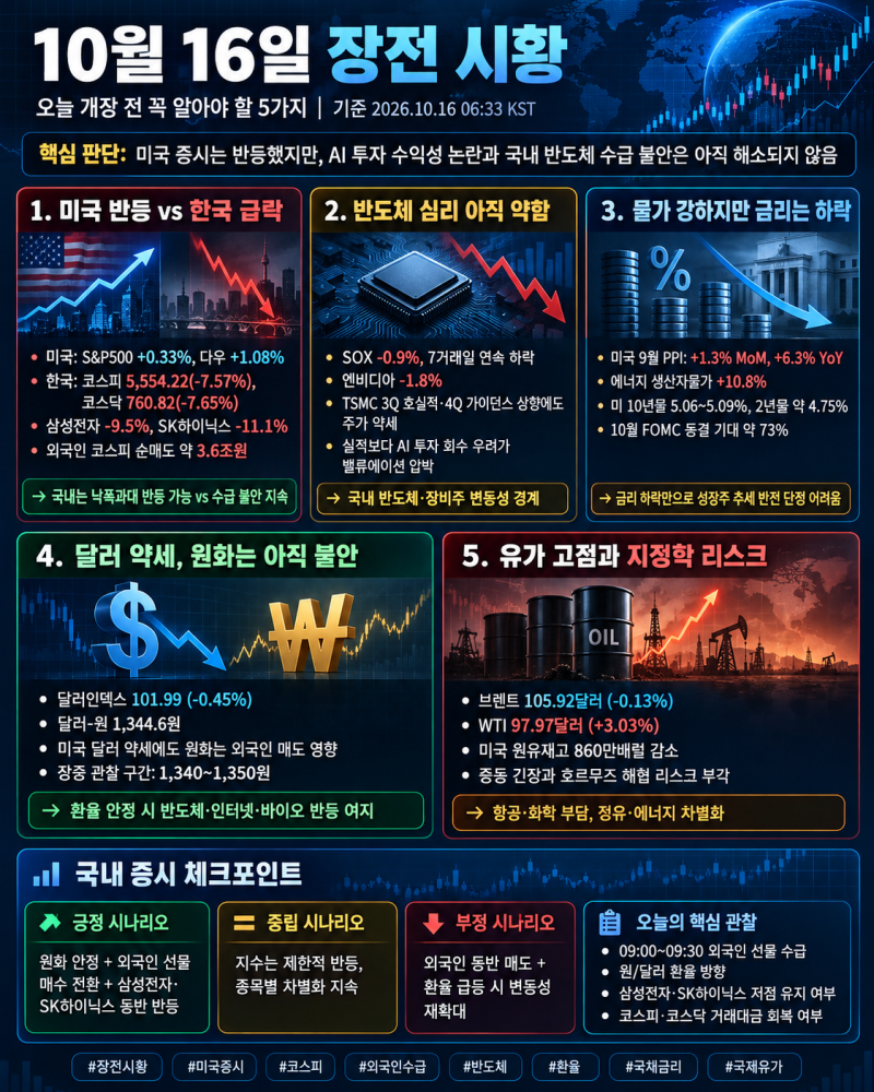 오늘 개장 전 꼭 알아야 할 5가지_10/16 글로벌 장전 시황