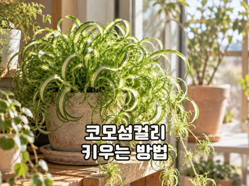 클로로피텀 코모섬컬리 키우기 방법 꼬불이 접란 나비란 관엽식물