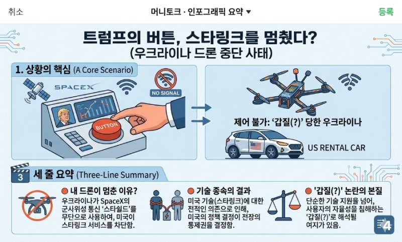 트럼프가 버튼 누르자 날아가던 드론이 멈췄다? (우크라 스타링크 사태)