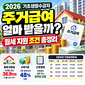 2026 기초생활수급자 주거급여 얼마 받을까? 월세 지원 조건·금액·신청방법 총정리